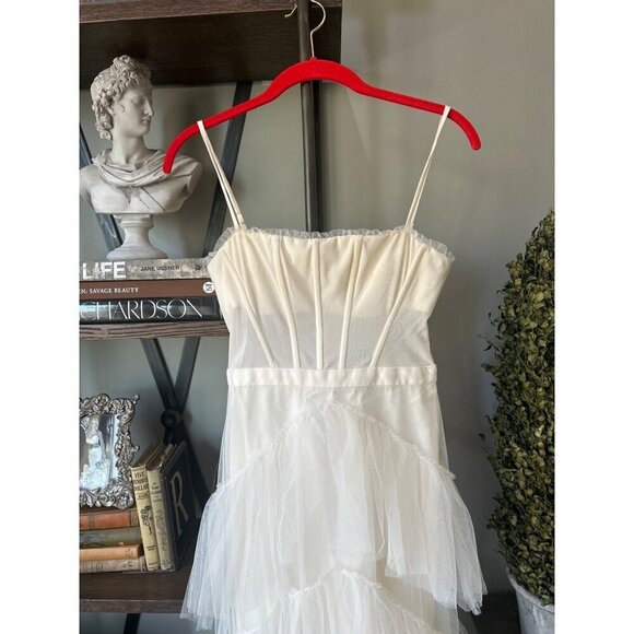 BCBGMAXAZRIA Oly Corset Tulle Gown Gardenia Womens Size 2 - Picture 5 of 9